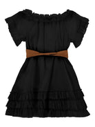 Abito per bambina Monnalisa nero con rifinitura a ruches - Rubino Kids