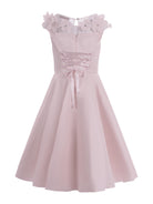 Abito per bambina Monnalisa rosa con applicazione a fiori - Rubino Kids