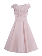 Abito per bambina Monnalisa rosa con applicazione a fiori - Rubino Kids