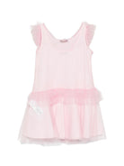Abito per bambina Monnalisa rosa con dettagli con ruches - Rubino Kids