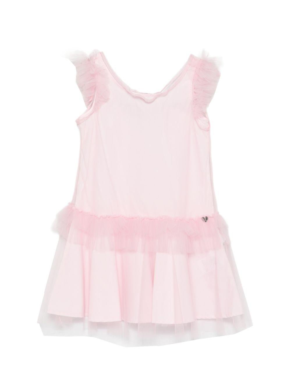 Abito per bambina Monnalisa rosa con dettagli con ruches - Rubino Kids