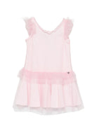 Abito per bambina Monnalisa rosa con dettagli con ruches - Rubino Kids
