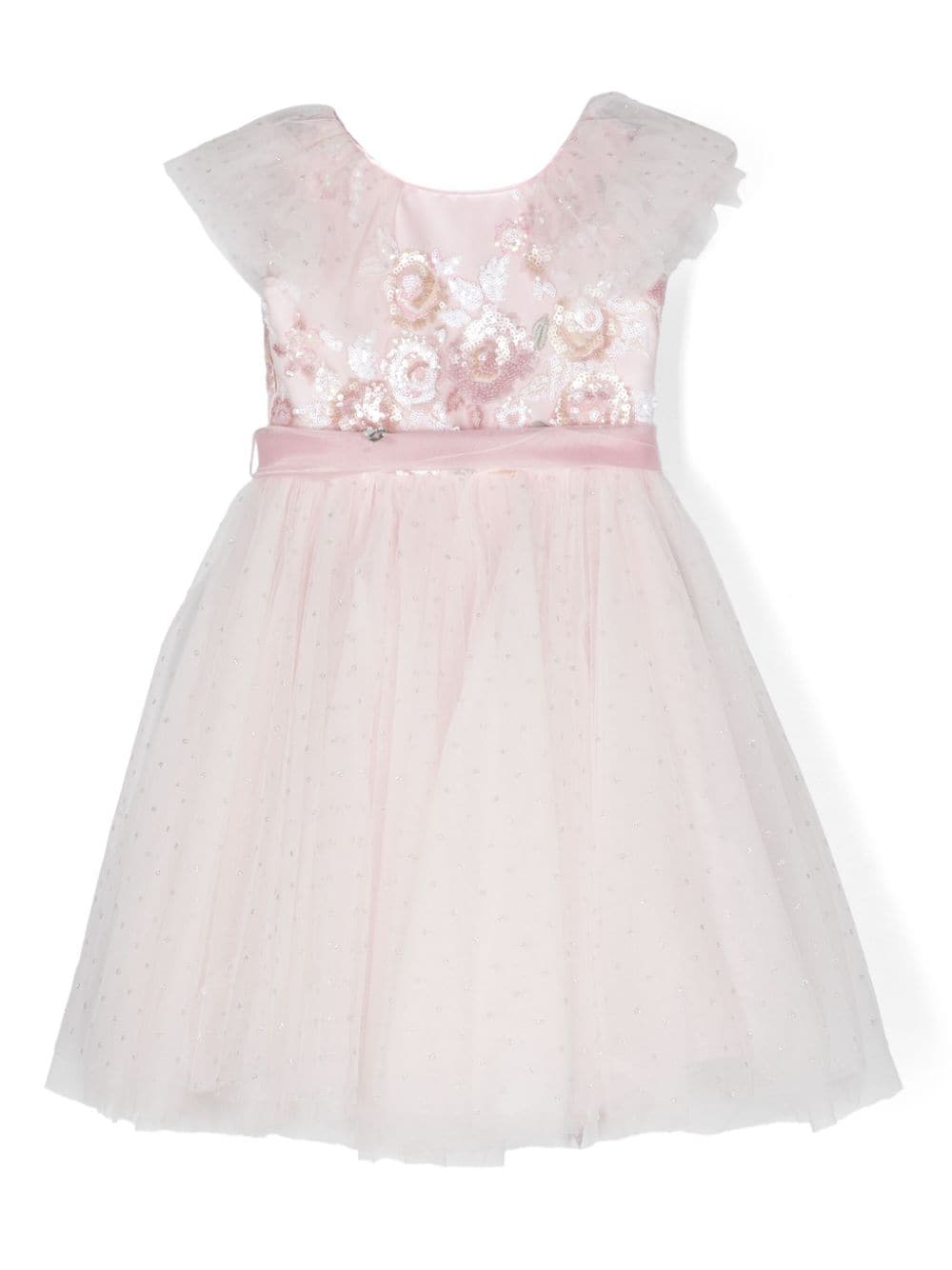 Abito per bambina Monnalisa rosa con paillettes - Rubino Kids