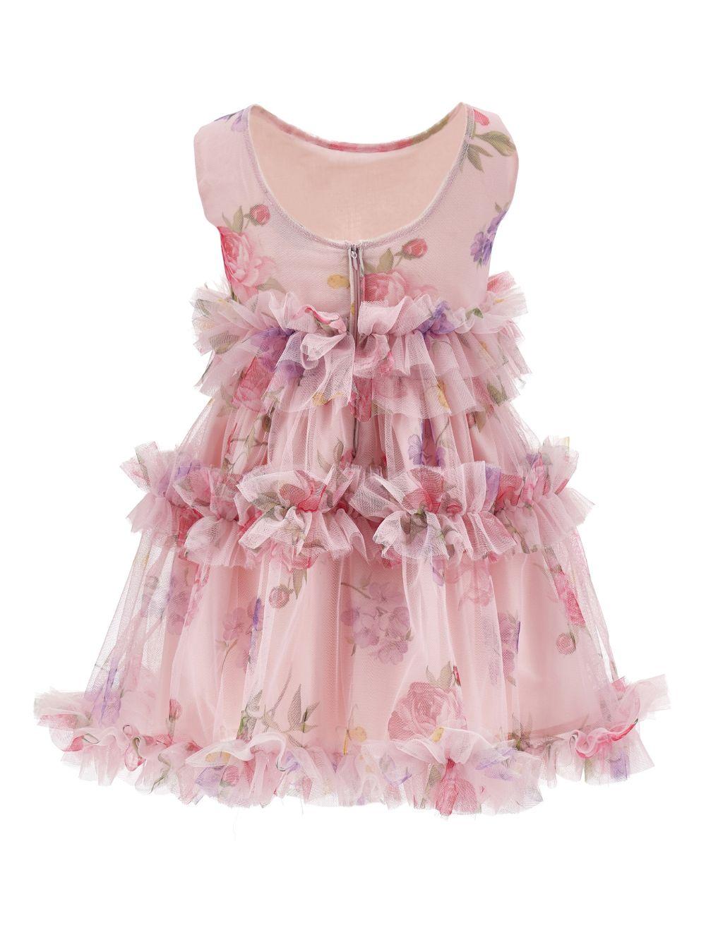 Abito per bambina Monnalisa rosa con stampa a fiori - Rubino Kids