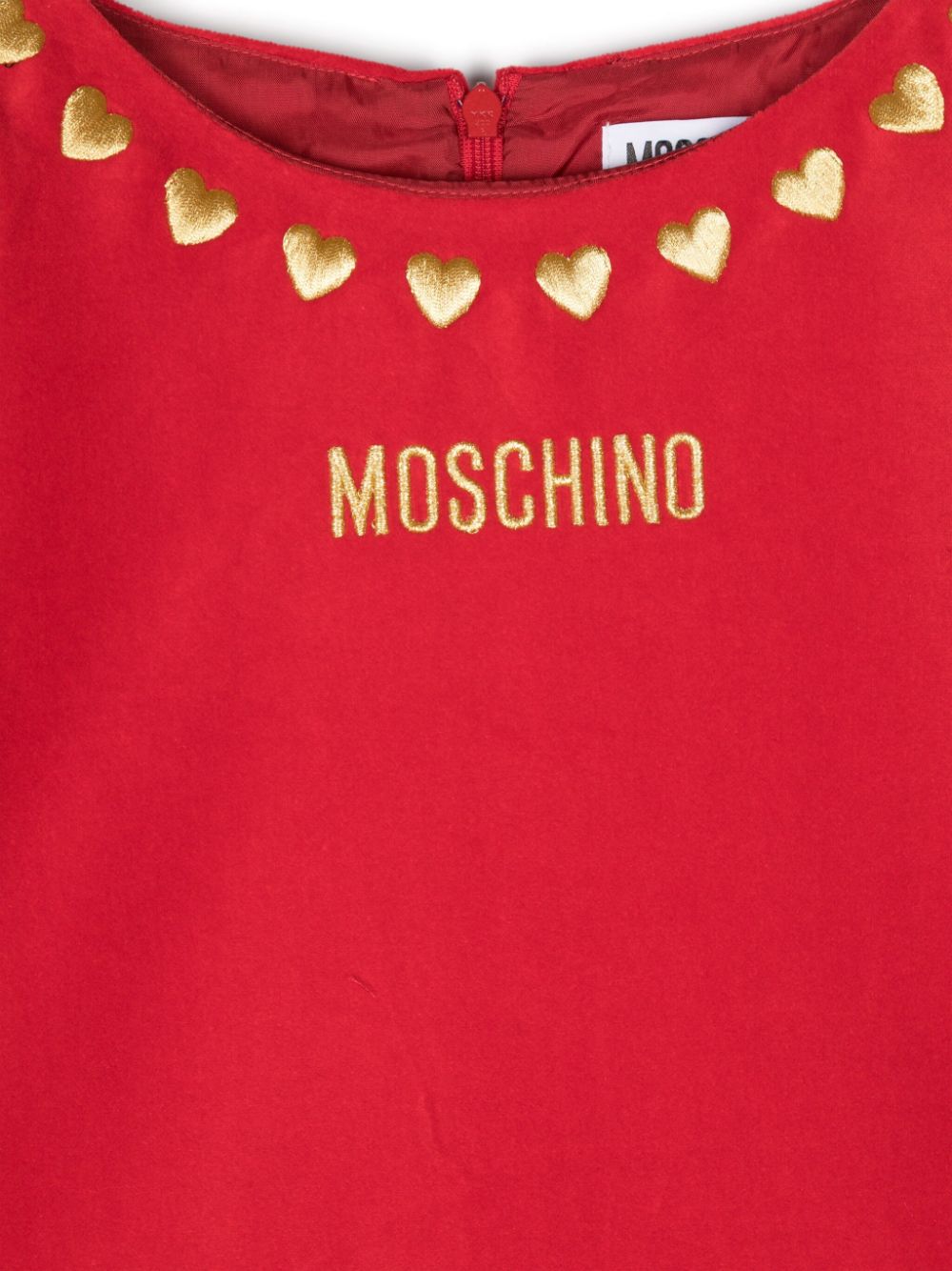 Abito per bambina Moschino Kids rosso con stampa cuori sul girocollo - Rubino Kids