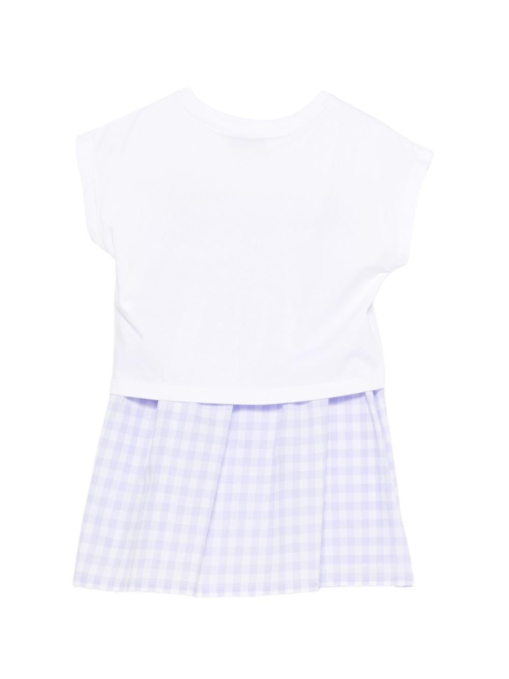 Abito per bambina Moschino Kids viola a quadretti a cuore - Rubino Kids