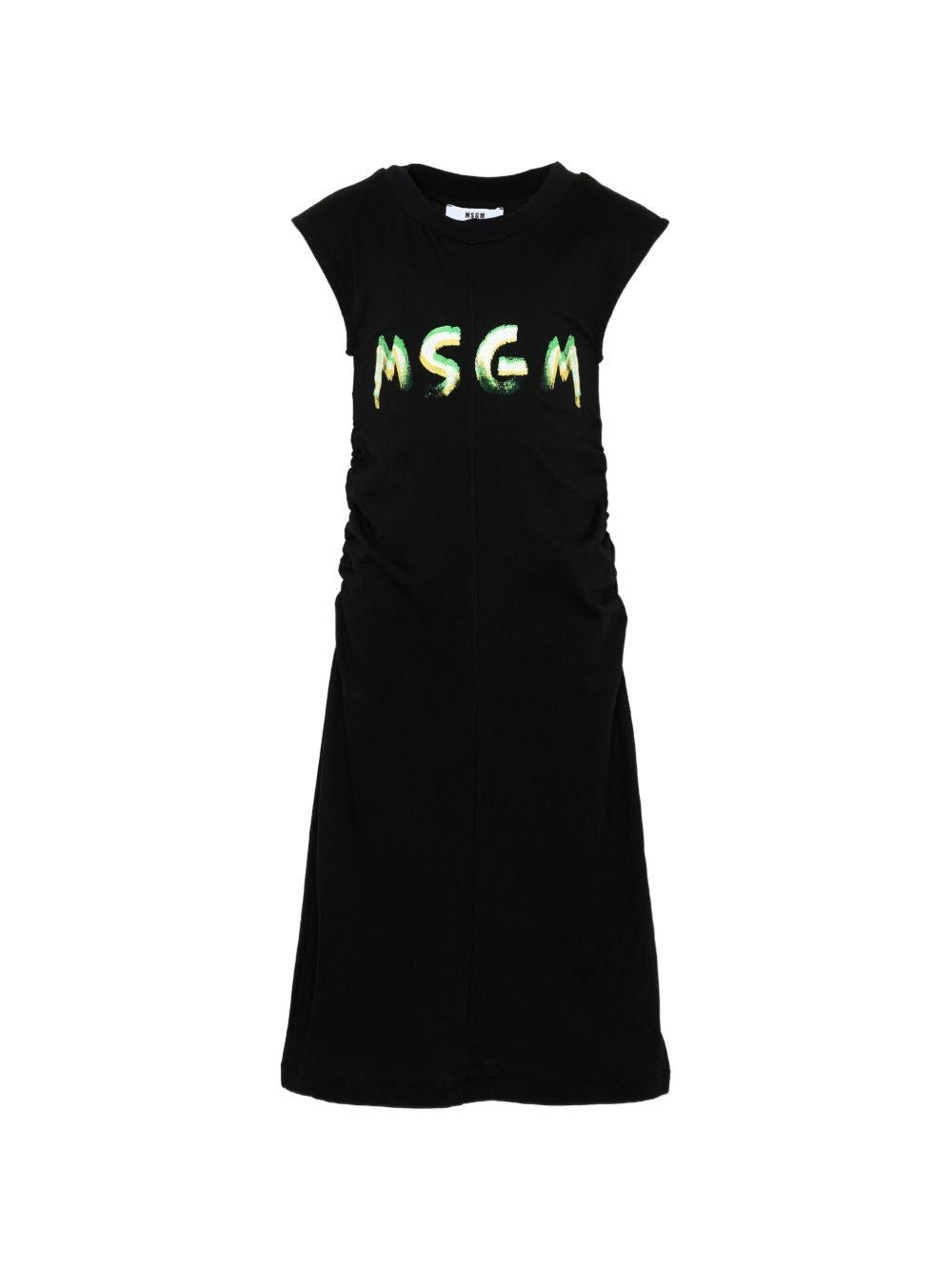 Abito per bambina MSGM Kids nero con ruches - Rubino Kids