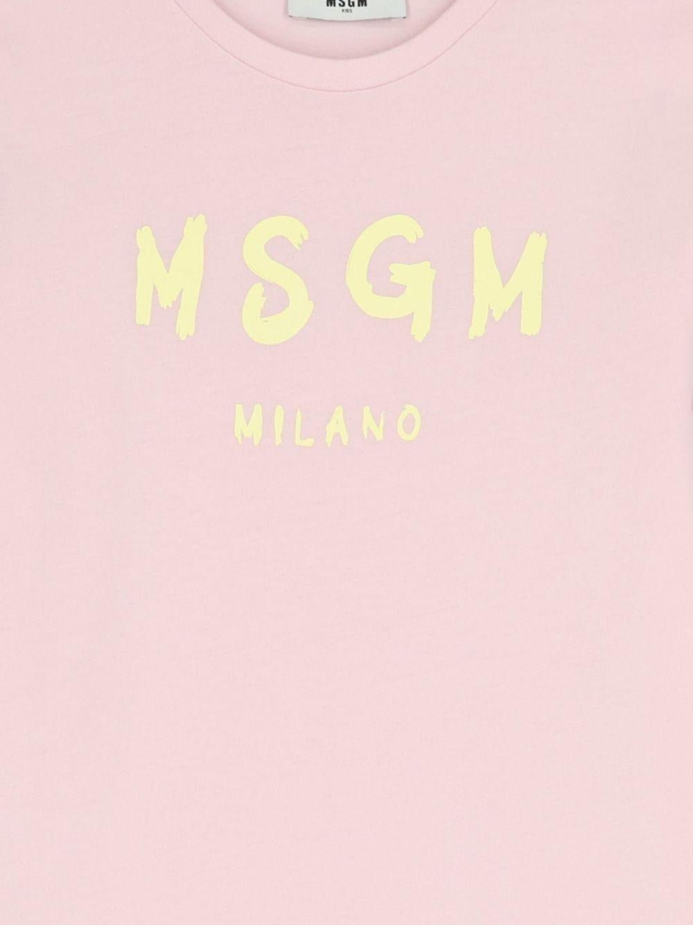 Abito per bambina MSGM Kids rosa con stampa logo - Rubino Kids