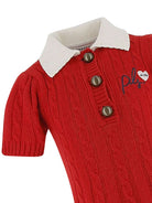 Abito per bambina Philosophy Di Lorenzo Serafini Kids rosso con maglia intrecciata - Rubino Kids