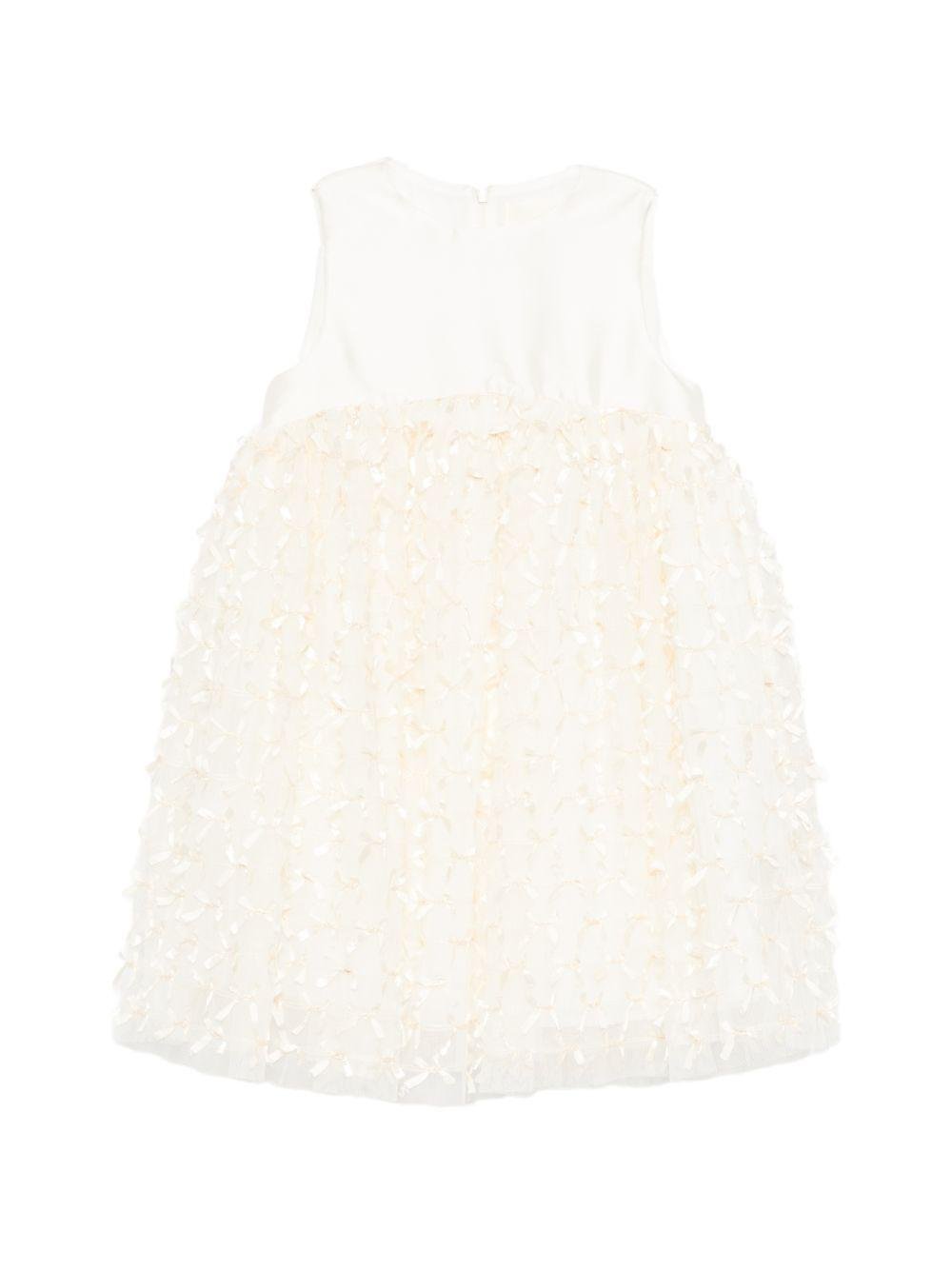 Abito per bambina Simonetta beige con applicazioni floreali - Rubino Kids