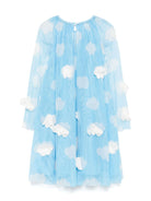 Abito per bambina Stella McCartney Kids azzurro in tulle con stampa nuvola - Rubino Kids