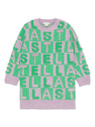 Abito per bambina Stella McCartney Kids grigio e verde con applicazione - Rubino Kids