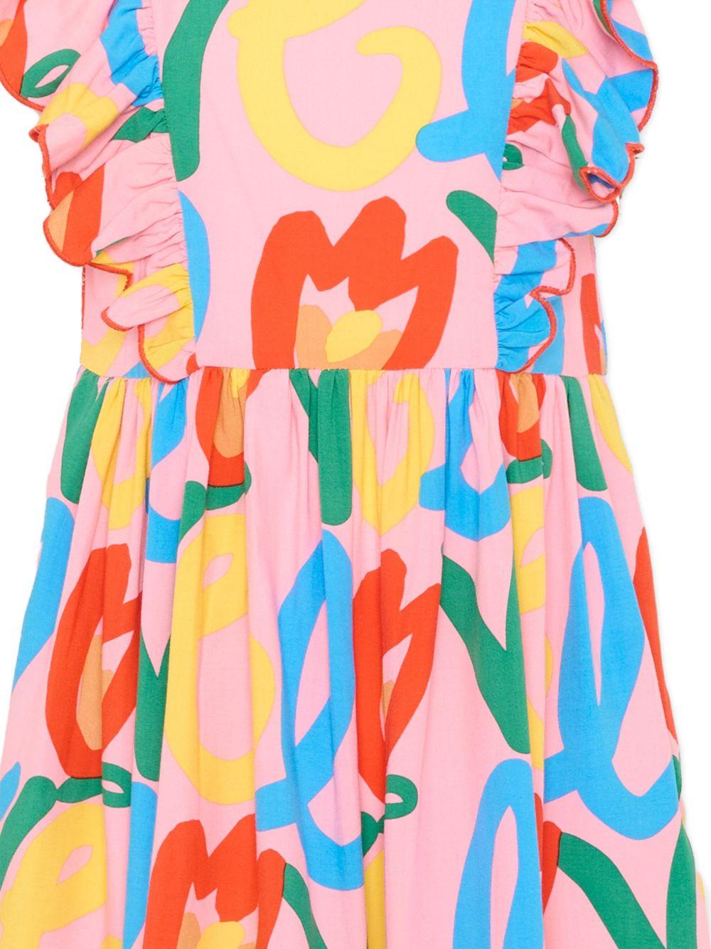 Abito per bambina Stella McCartney Kids rosa con stampa grafica all - over - Rubino Kids