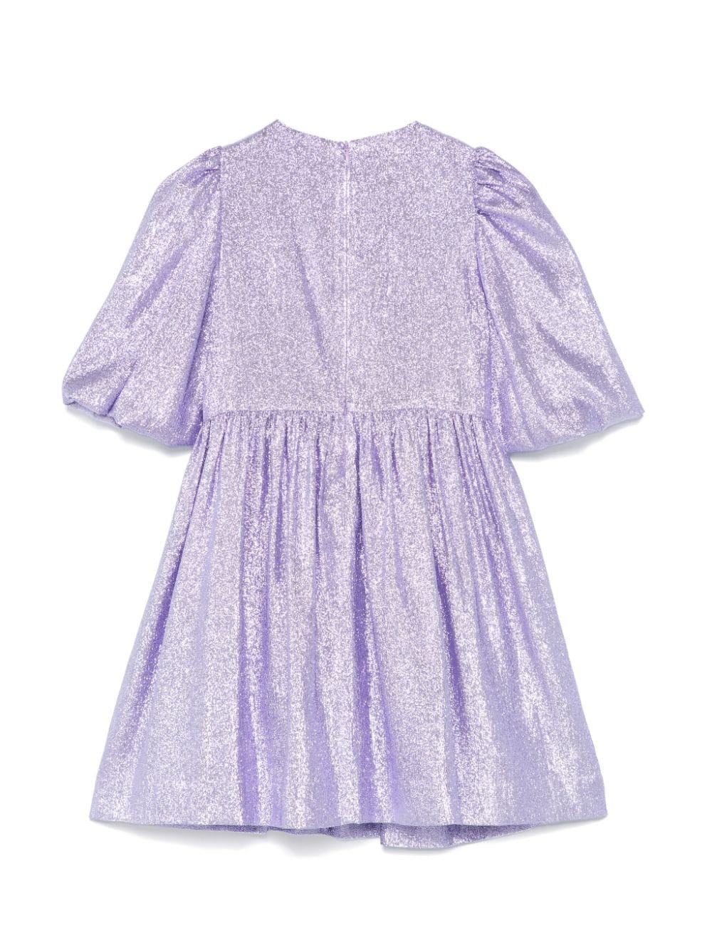 Abito per bambina Stella McCartney Kids viola in lurex e maniche a sbuffo - Rubino Kids