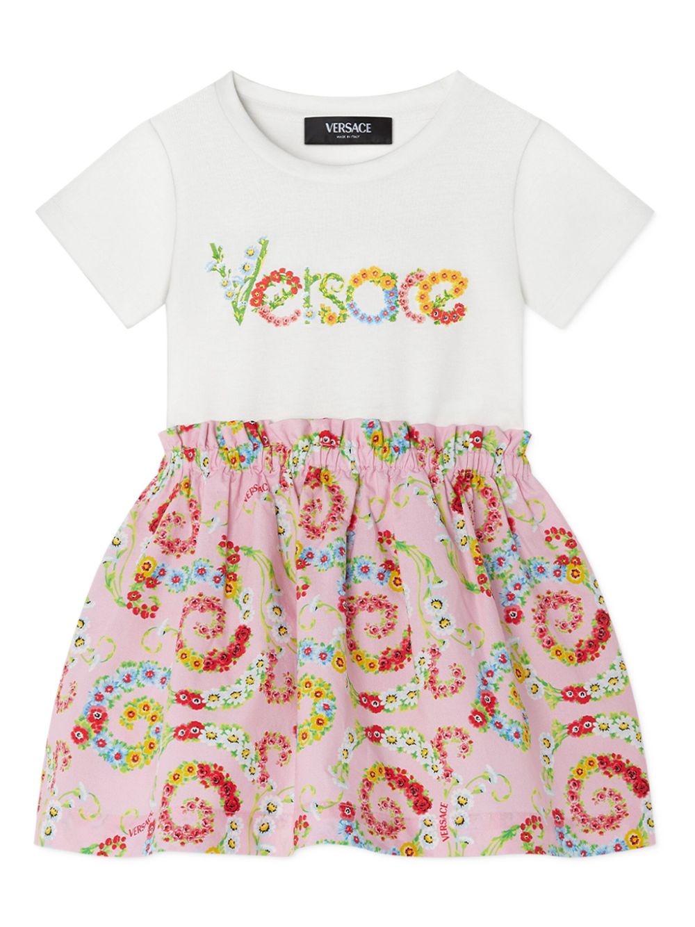 Abito per bambina Versace Kids bianco modello T-shirt a fiori - Rubino Kids