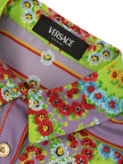 Abito per bambina Versace Kids multicolore a fiori con caratteristici bottoni Medusa Head - Rubino Kids