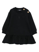 Abito per neonata Balmain Kids nero con logo ricamato - Rubino Kids
