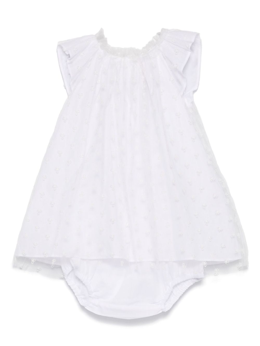 Abito per neonata Bonpoint nuage bianco con rifinitura con ruches - Rubino Kids