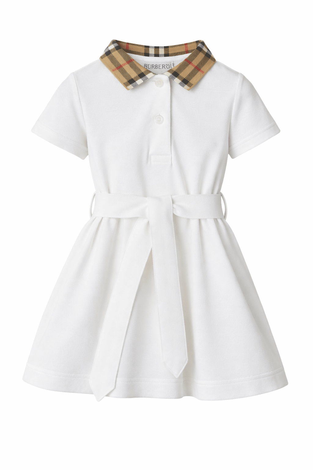 Abito per neonata Burberry Kids bianco a maniche corte - Rubino Kids