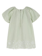 Abito per neonata Chloé Kids verde con ricamo a fiori - Rubino Kids