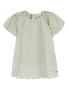 Abito per neonata Chloé Kids verde con ricamo a fiori - Rubino Kids