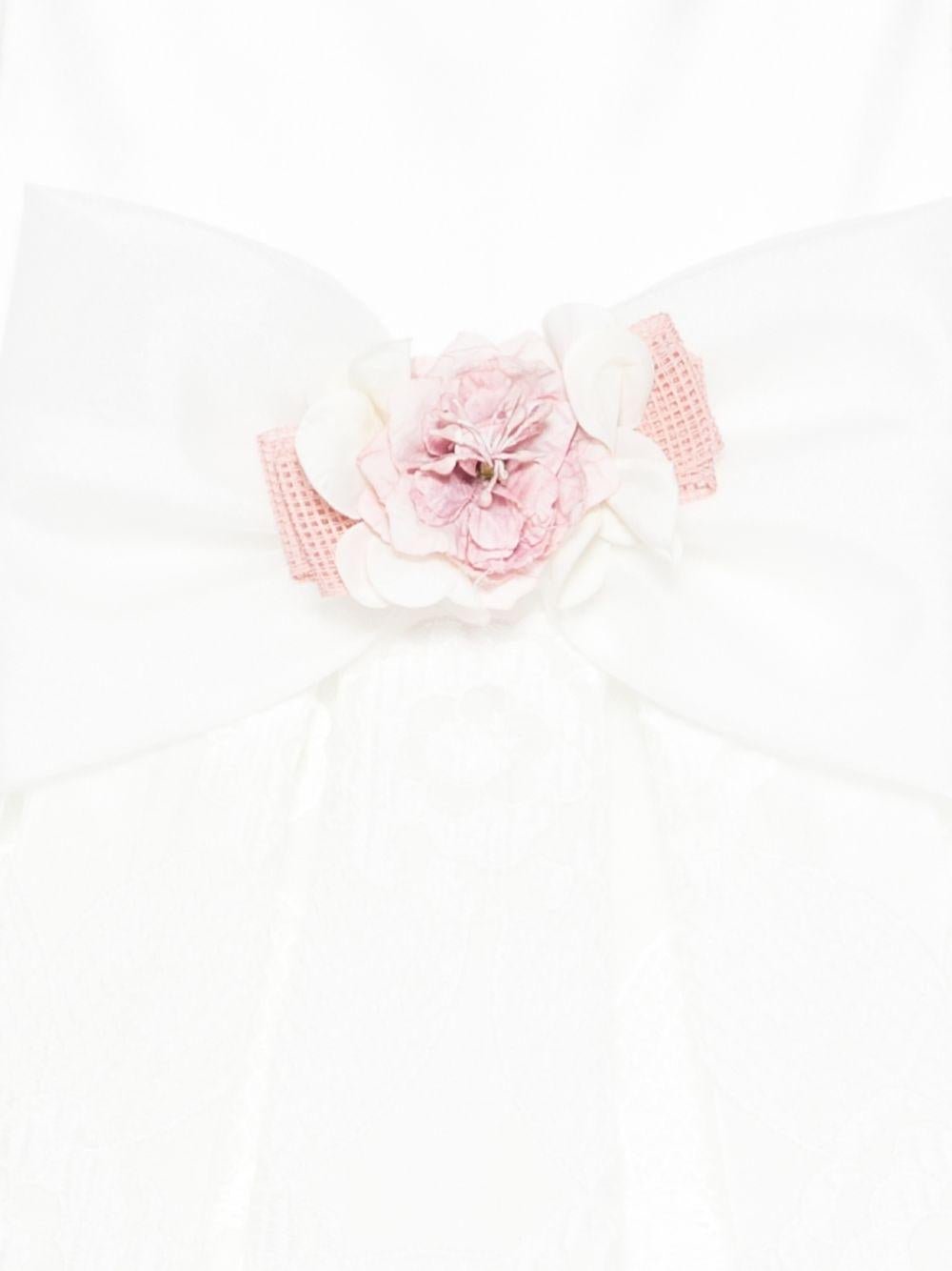 Abito per neonata Colorichiari bianco con applicazione fiori - Rubino Kids