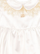 Abito per neonata Dolce & Gabbana Kids beige in raso con placca oro - Rubino Kids