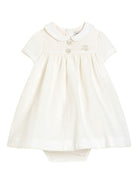 Abito per neonata Dolce & Gabbana Kids bianco con colletto alla Peter Pan - Rubino Kids
