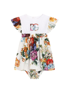 Abito per neonata Dolce & Gabbana Kids bianco in cotone a fiori - Rubino Kids