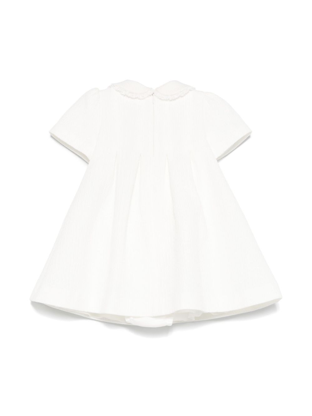 Abito per neonata Dolce & Gabbana Kids bianco in seersucker con placca logo - Rubino Kids