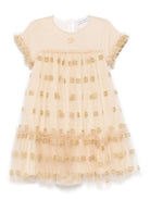 Abito per neonata Dolce & Gabbana Kids oro con logo jacquard - Rubino Kids