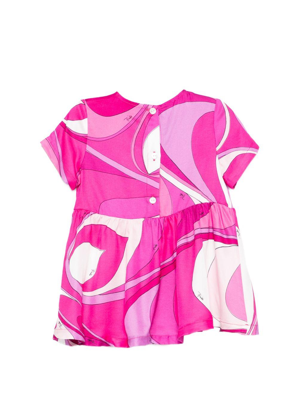 Abito per neonata Emilio Pucci Junior fucsia con stampa grafica - Rubino Kids