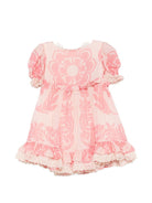 Abito per neonata Etro Kids rosa a fiori con ruches - Rubino Kids