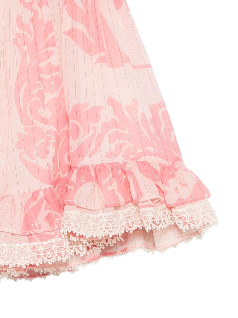 Abito per neonata Etro Kids rosa a fiori con ruches - Rubino Kids