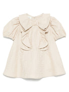 Abito per neonata Fendi Kids beige con ruches sul davanti - Rubino Kids