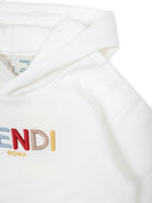 Abito per neonata Fendi Kids bianco con stampa logo multicolore - Rubino Kids