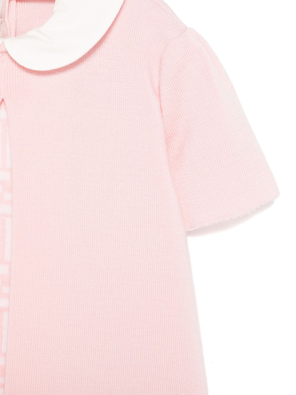 Abito per neonata Fendi Kids rosa con lavorazione a maglia e colletto a contrasto - Rubino Kids