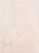 Abito per neonata Fendi Kids rosa con ricamo logo sul davanti - Rubino Kids