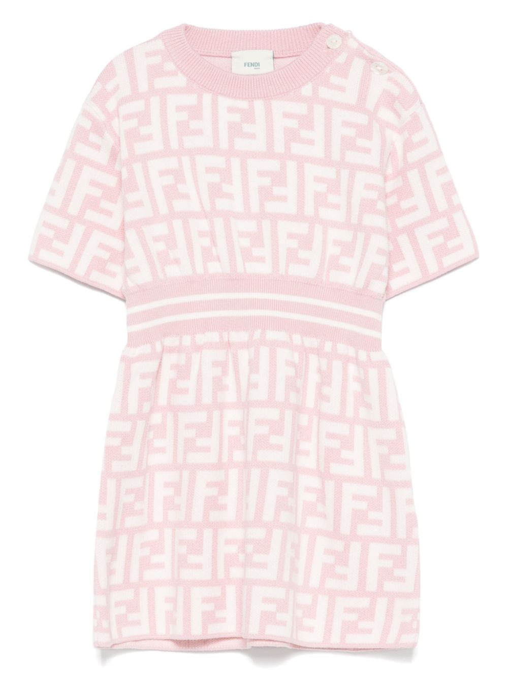 Abito per neonata Fendi Kids rosa con stampa monogramma FF - Rubino Kids