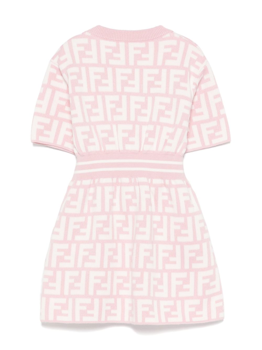 Abito per neonata Fendi Kids rosa con stampa monogramma FF - Rubino Kids