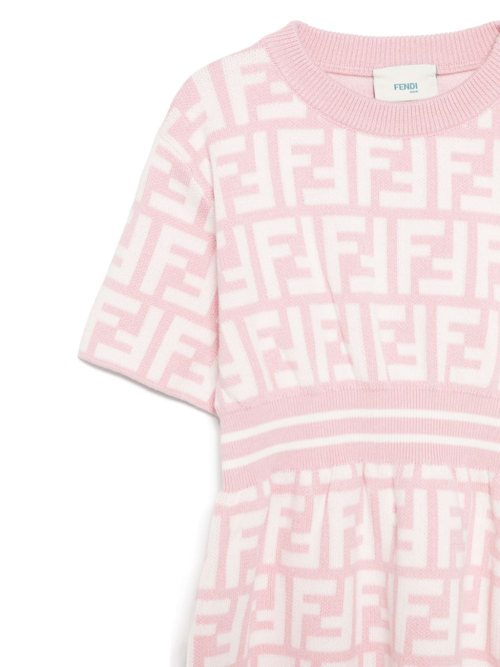 Abito per neonata Fendi Kids rosa con stampa monogramma FF - Rubino Kids