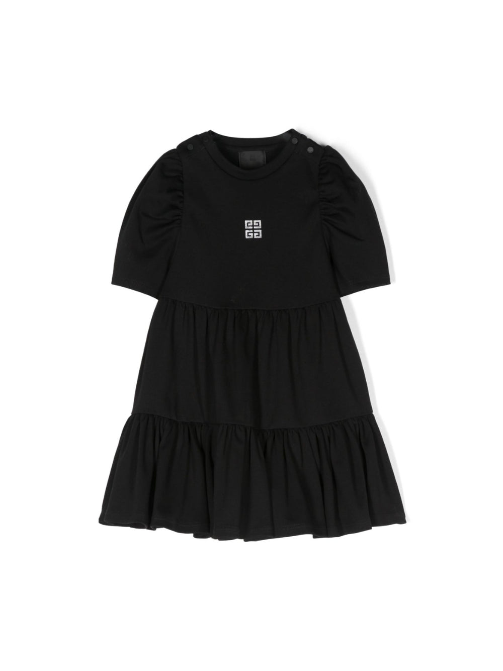 Abito per neonata Givenchy Kids nero con stampa 4G e maniche corte a palloncino - Rubino Kids