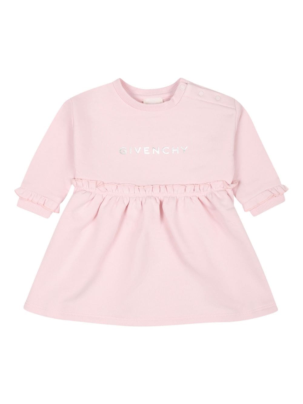 Abito per neonata Givenchy Kids rosa a maniche lunghe con stampa - Rubino Kids