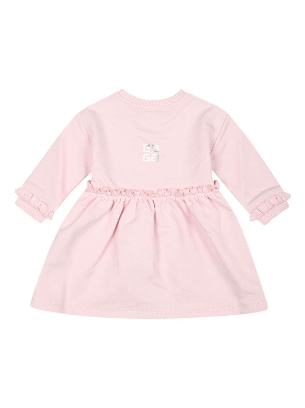 Abito per neonata Givenchy Kids rosa a maniche lunghe con stampa - Rubino Kids