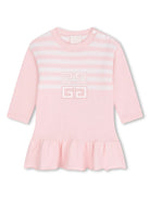 Abito per neonata Givenchy Kids rosa con ricamo e dettagli a righe - Rubino Kids