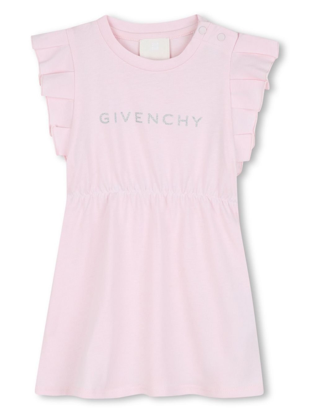 Abito per neonata Givenchy Kids rosa con vita con coulisse con rifinitura in ruches - Rubino Kids