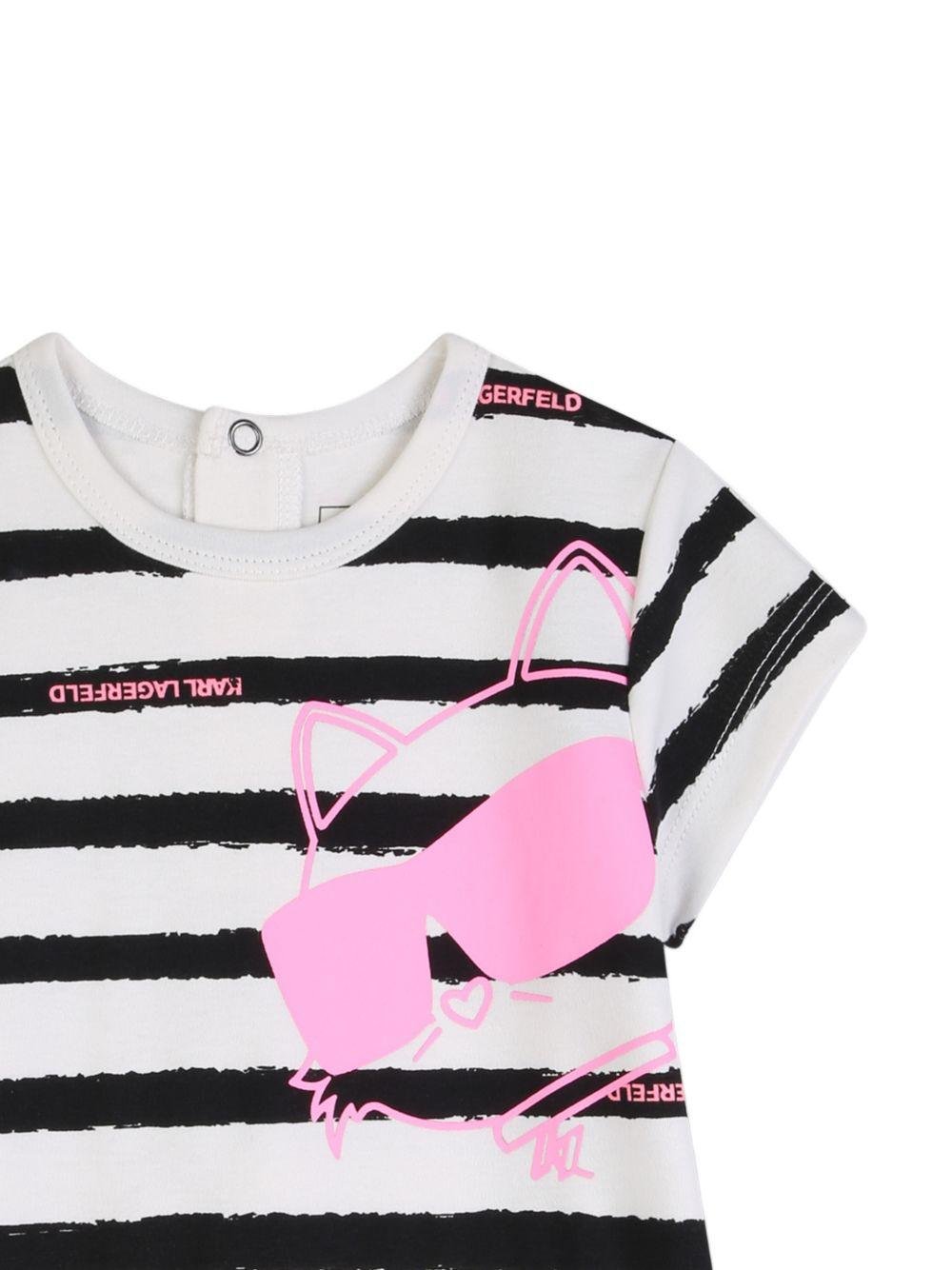 Abito per neonata Karl Lagerfeld Kids bianco con stampa Ikon Choupette - Rubino Kids