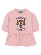 Abito per neonata Kenzo Kids rosa con stampa Tiger Head - Rubino Kids