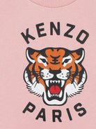 Abito per neonata Kenzo Kids rosa con stampa Tiger Head - Rubino Kids
