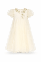 Abito per neonata Maison Ava giallo con applicazioni floreali - Rubino Kids